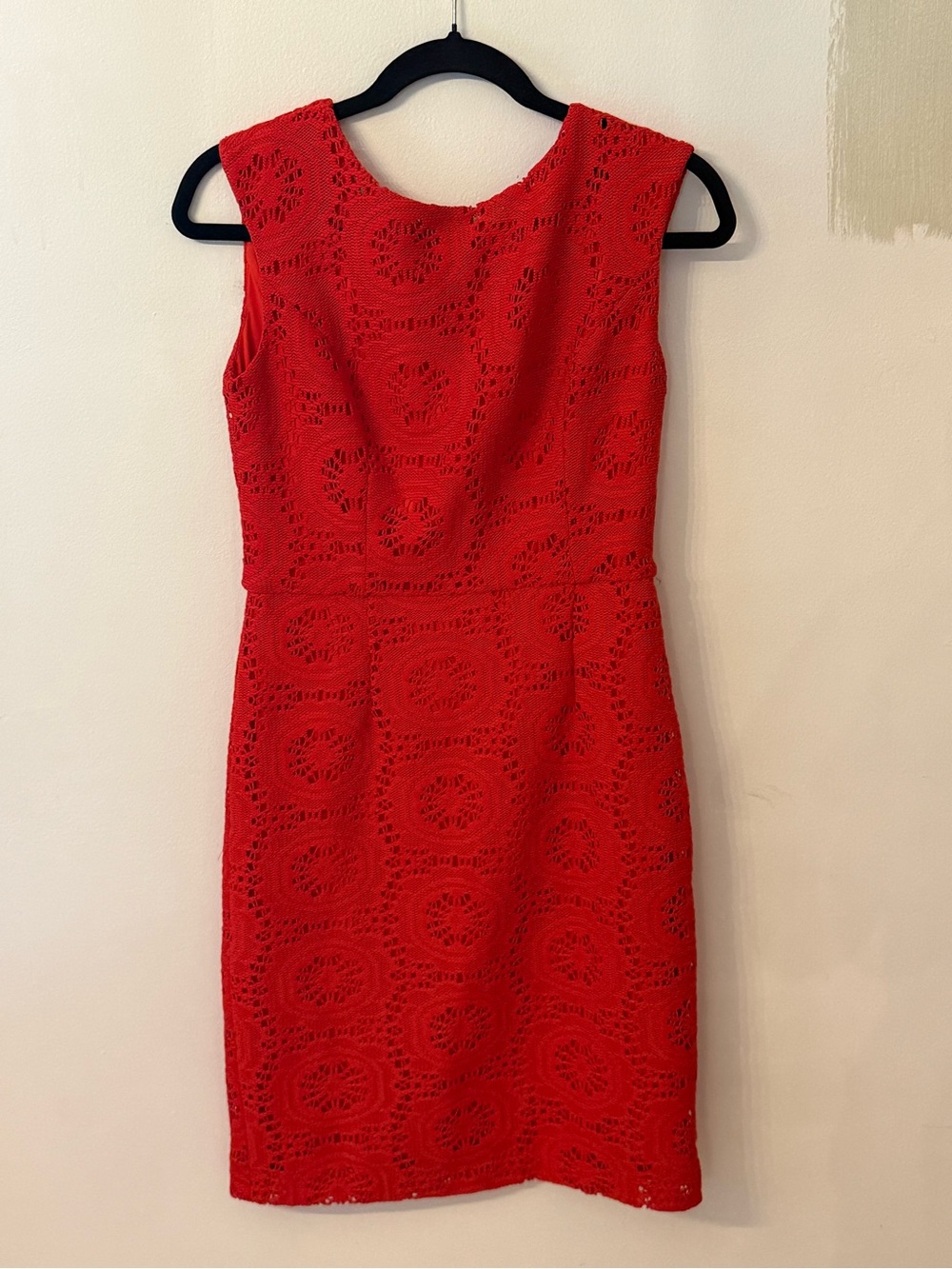 Ellen Tracy Red Lace Midi Sheath Dress